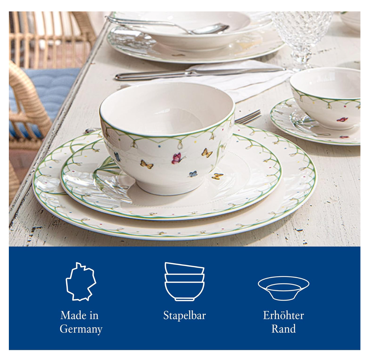 Villeroy & Boch Colourful Spring, Piatto Piano, Porcellana, Bianco Multicolore, 27 cm