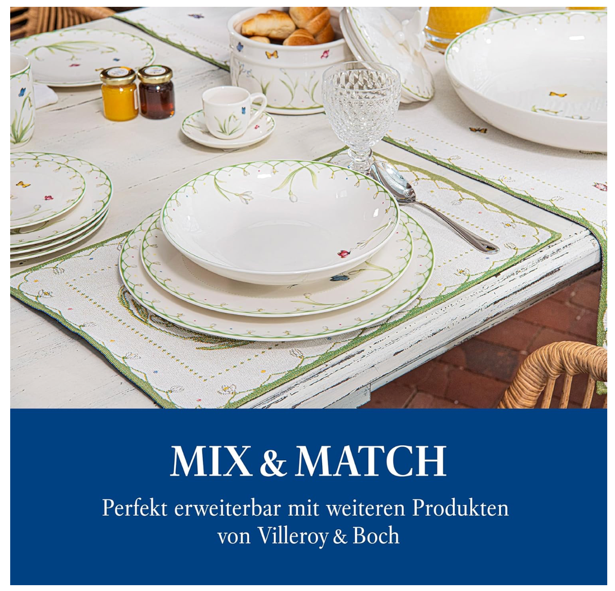 Villeroy & Boch Colourful Spring, Piatto Piano, Porcellana, Bianco Multicolore, 27 cm