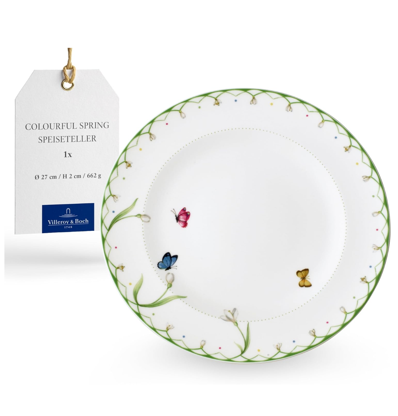 Villeroy & Boch Colourful Spring, Piatto Piano, Porcellana, Bianco Multicolore, 27 cm