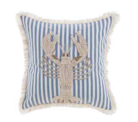 Blanc Mariclo' Cuscino Decorativo Stampato e Ricamato Collection Pesci tra le Righe