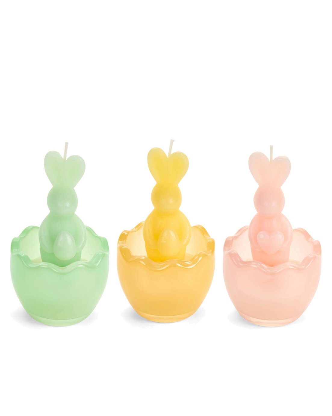 Nuvole di stoffa – Assortimento candele in paraffina con mezzo uovo in vetro Pepen | Decorazioni profumate
