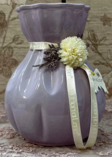 FIORI DI LENA Vaso in Vetro con Dalie Bianco