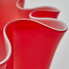 EDG Enzo De Gasperi Vaso Drappo Vetro H 18 RED