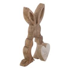 Blanc Mariclo coniglietto con cuore in legno serie Pasqua in Festa h. 25 cm.