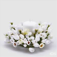 EDG Enzo De Gasperi Portacandela Corona Crocus-Mix D 13 Cm Int. 3,5 Cm Bianco
