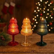 EDG - Portacandela Vetro Pino H25cm Ambra