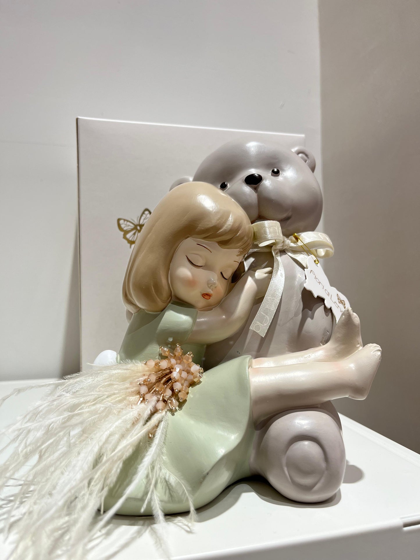 BOMBONIERA BIMBA PIUME VERDI