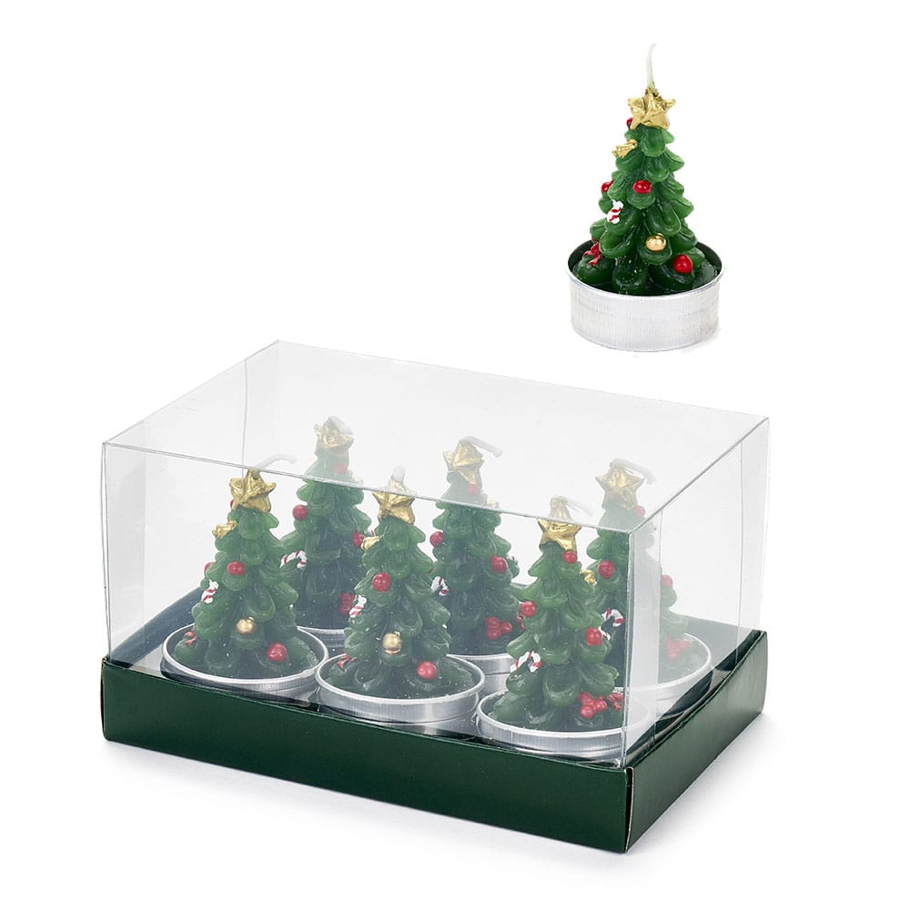 Nuvole di Stoffa 6 Candele Tea Light Albero con Candy Canes 4h
