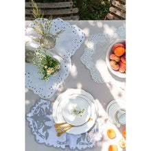 Blanc Mariclò Runner in lino bianco "Dentelle" shabby 45x140 cm
