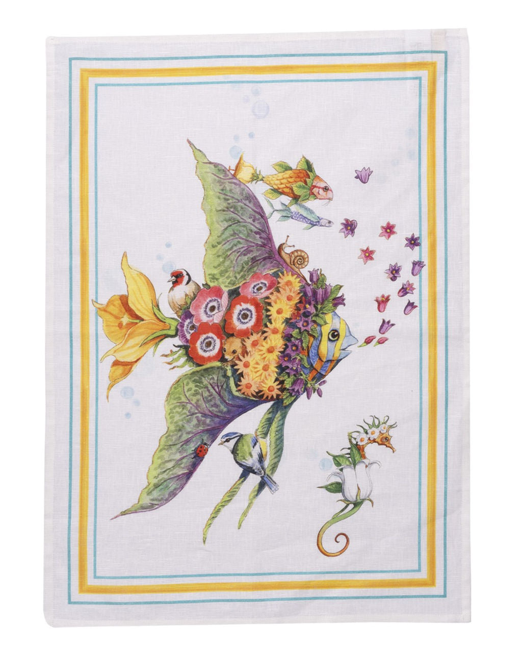 Tessitura Toscana Telerie PESCIFLORA CANOVACCIO DA CUCINA DI LINO 50X70CM