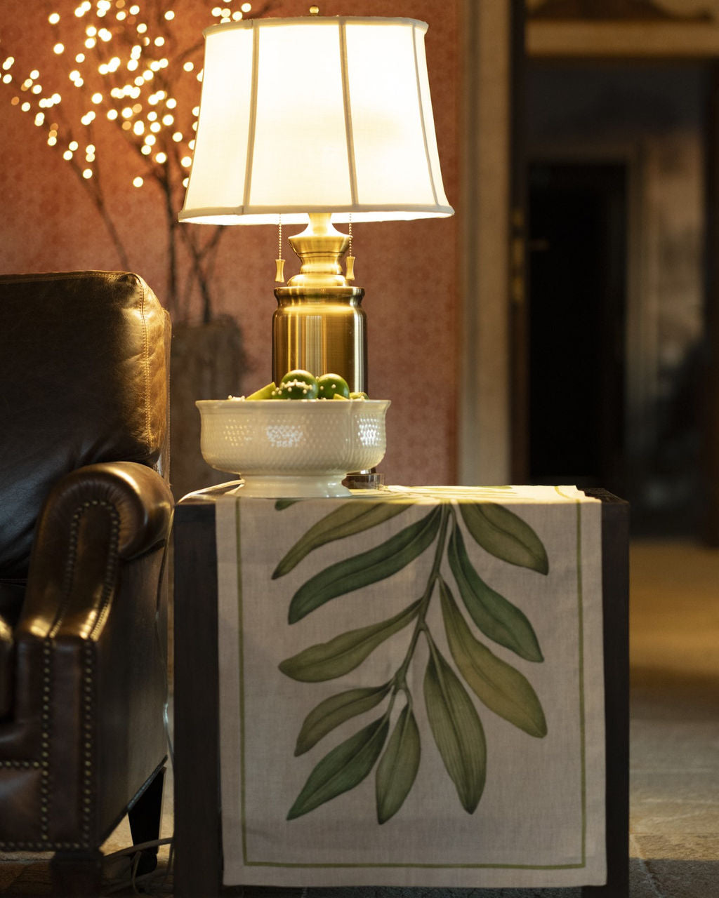 TESSITURA TOSCANA TELERIE TAMARINDO RUNNER TAVOLO VIS A VIS DI LINO 50X170