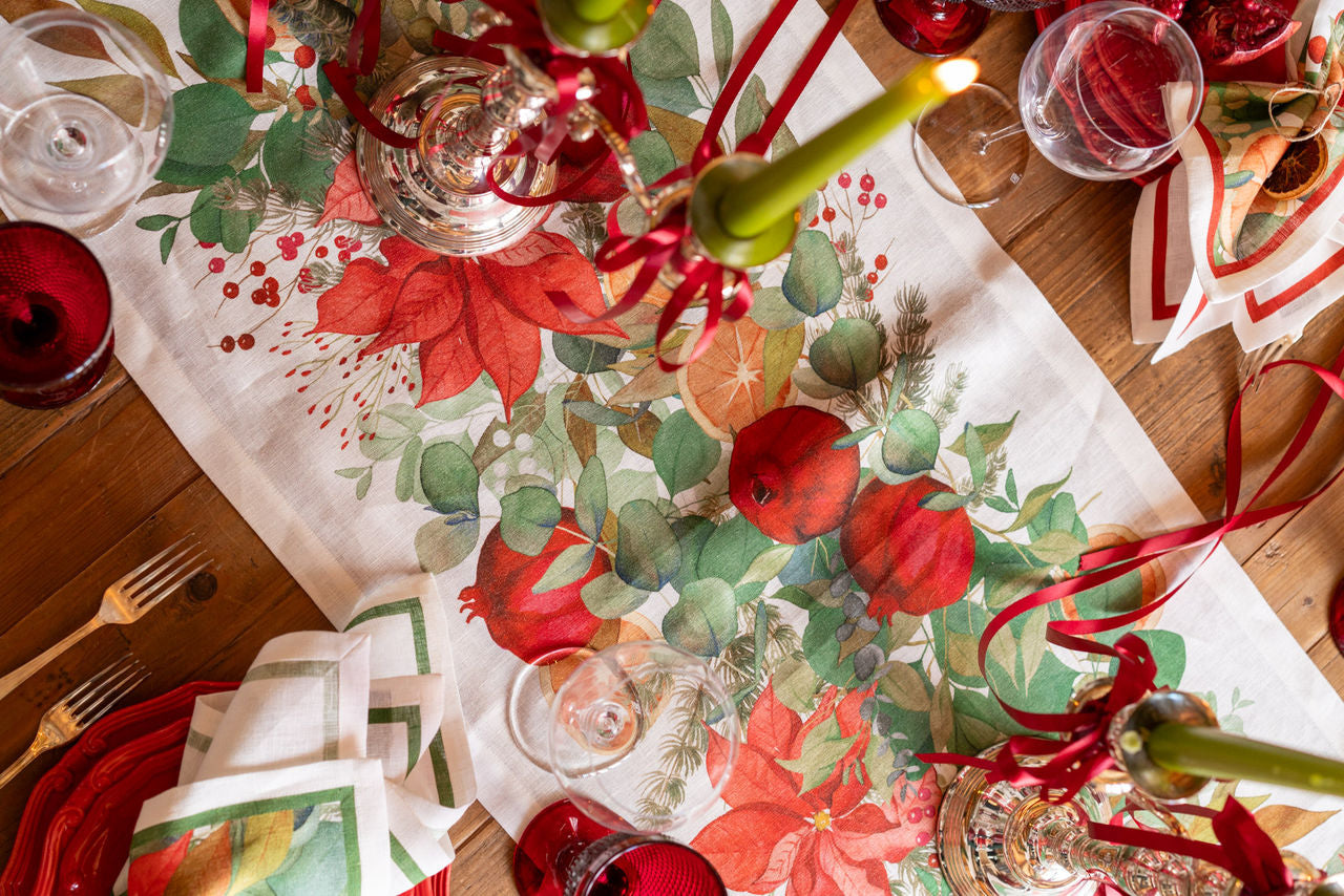 TESSITURA TOSCANA TELERIE GARLAND GLEE RUNNER TAVOLO VIS A VIS DI LINO 50X170