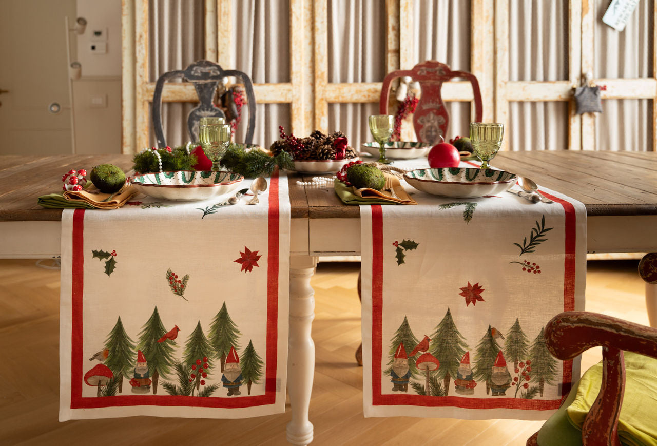 TESSITURA TOSCANA TELERIE JOLLY ELF RUNNER TAVOLO VIS A VIS DI LINO 50X170CM