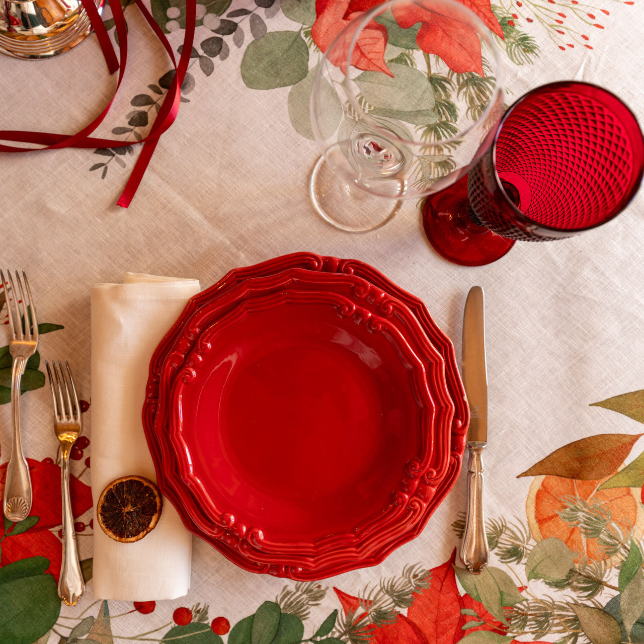 TESSITURA TOSCANA TELERIE GARLAND GLEE Tovaglia DI LINO 85x85 cm