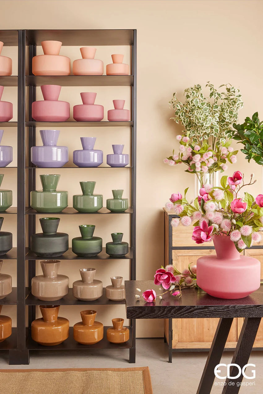 EDG Enzo De Gasperi Vaso Rotondo con Collo H15 cm Rosa Chiaro