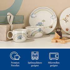 Boho Kids Set di stoviglie per bambini 7 pz. blu, Premium Porcelain