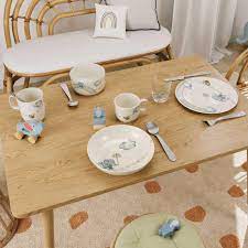 Boho Kids Set di stoviglie per bambini 7 pz. blu, Premium Porcelain