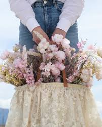 Fiori di Lena.Bag in Rafia con Merletto Una Balza