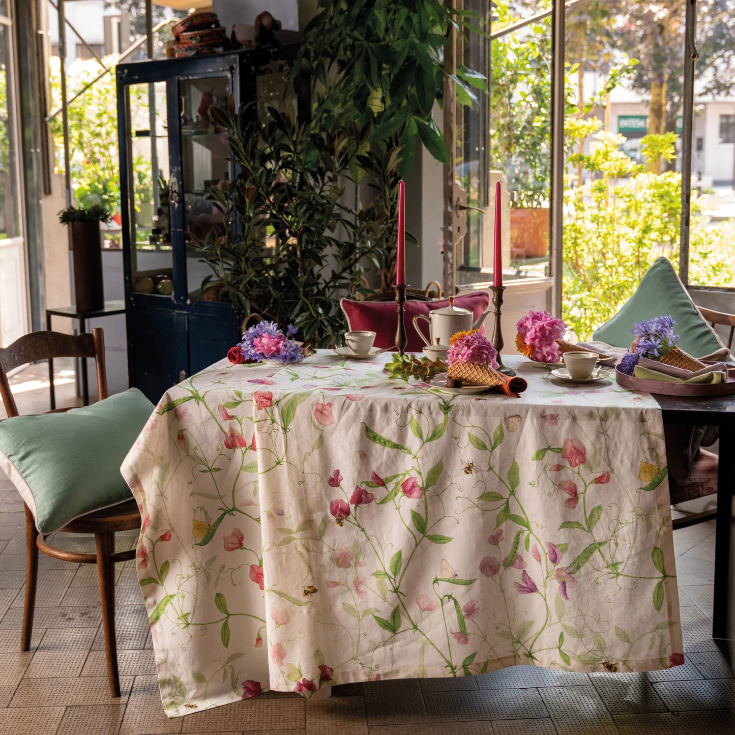 Tessitura Toscana Telerie PETITS POIS RUNNER TAVOLO VIS A VIS DI LINO 45x170 cm