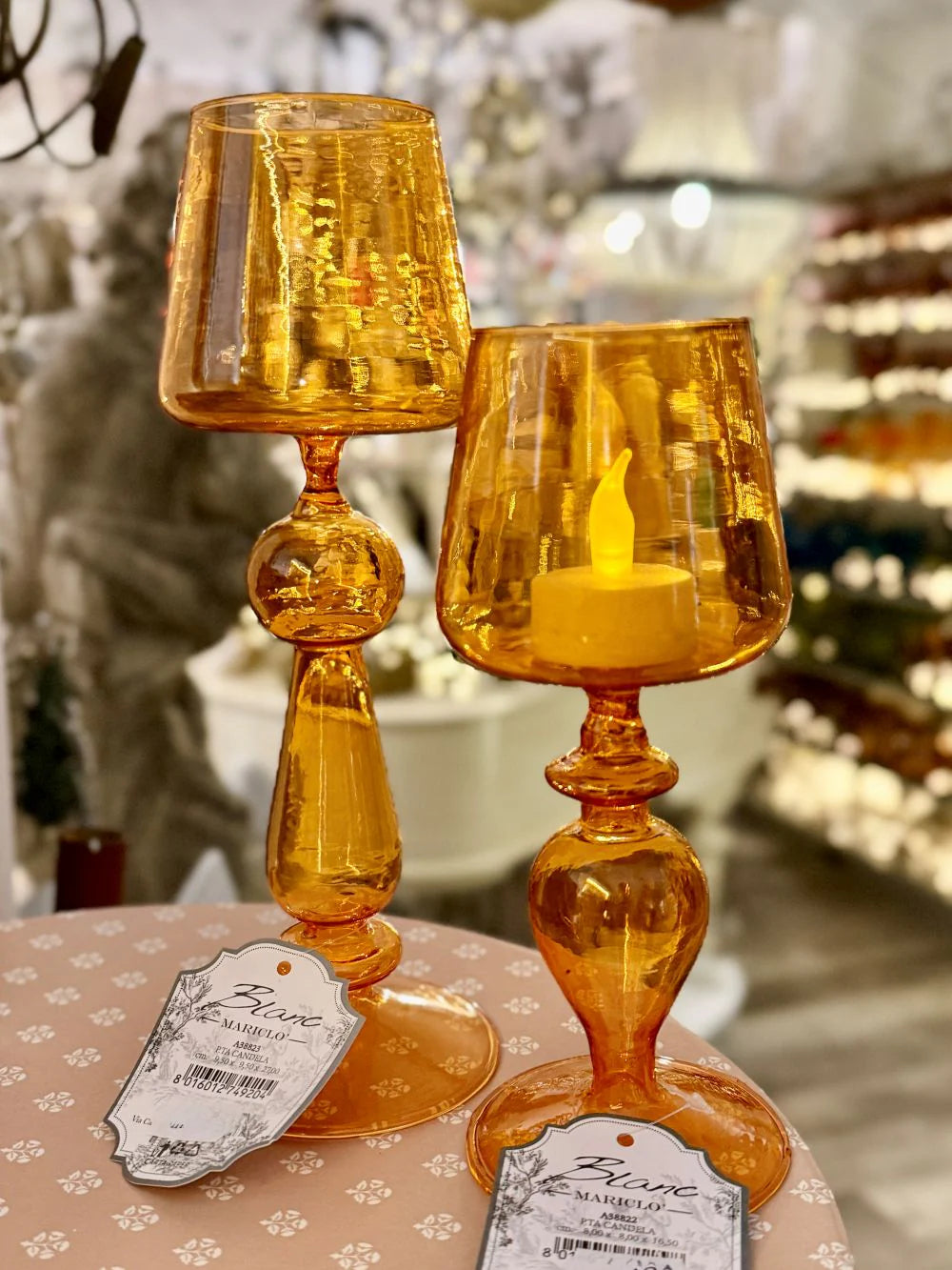 Blanc Mariclo' Portacandele "Ambra Élégance" – Riflessi d’Oro e Atmosfere Romantiche