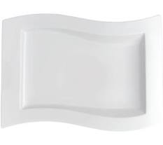 Villeroy & Boch NewWave Piatto di Servizio, da Portata, Angolare, dalle Linee Curve, per Lavastoviglie, Porcellana Premium, Bianco, 49 c 30 cm