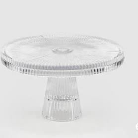 Alzata in vetro con bordo cappett. D 25x H 6.5cm