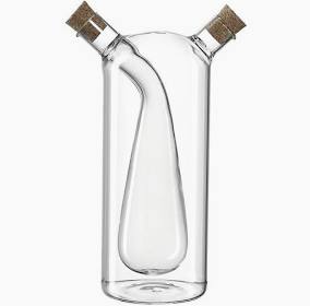 LEONARDO HOME Cucina Bottiglia di aceto/Olio 2 in 1, 18,5 cm, Vetro Sughero, Trasparente
