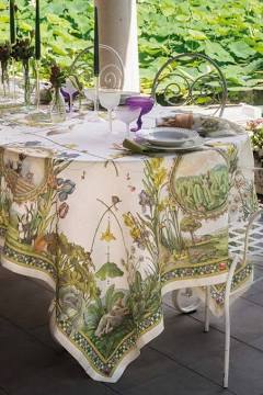 Tessitura Toscana Telerie Tovaglia Bunny Garden Crema Cm 160x270