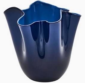EDG Enzo De Gasperi Vaso Drappo Vetro H 14 Cm D 17 Cm Blue