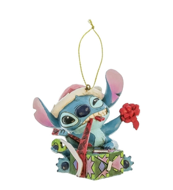 Statuetta Decorazione Da Appendere Con Stitch Scartando Il Regalo - Disney Traditions
