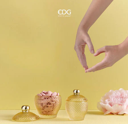 EDG Enzo De Gasperi Contenitore Micro Quadretti Bombato H14,5 cm Giallo