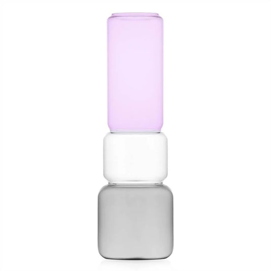 Ichendorf Milano Vaso Revolve H35 cm Smoke Clear e Rosa in Vetro Borosilicato
