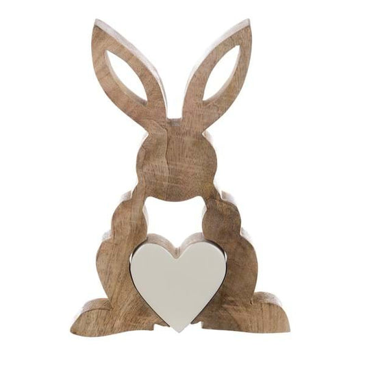 Blanc Mariclo coniglietto con cuore in legno serie Pasqua in Festa h. 25 cm.