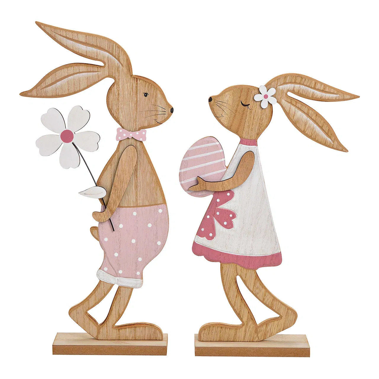 🐰 Wurm  Coppia di Conigli in Legno Rosa 2 Pieghe – 18x40x15 cm