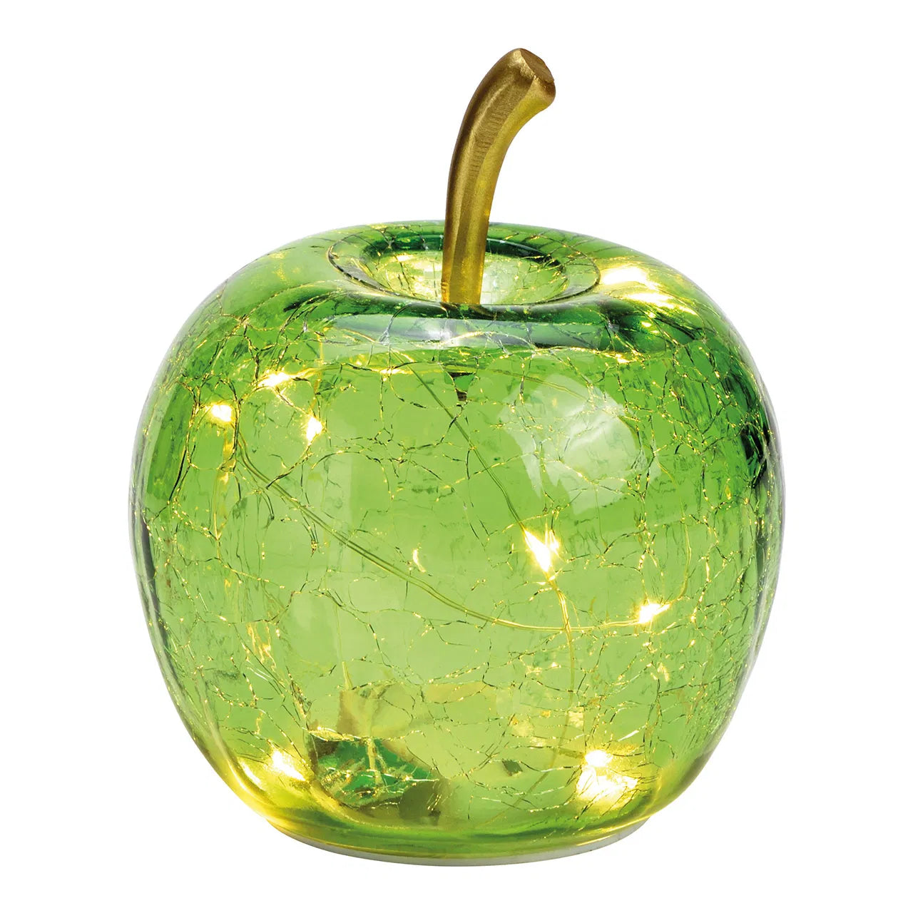🍏 Wurm Mela Decorativa con 10 LED e Timer – Verde Chiaro – 11x12x11 cm