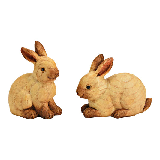 🐰 Wurm – Coppia di Coniglietti Decorativi in Legno e Polietilene Marrone – 2 modelli