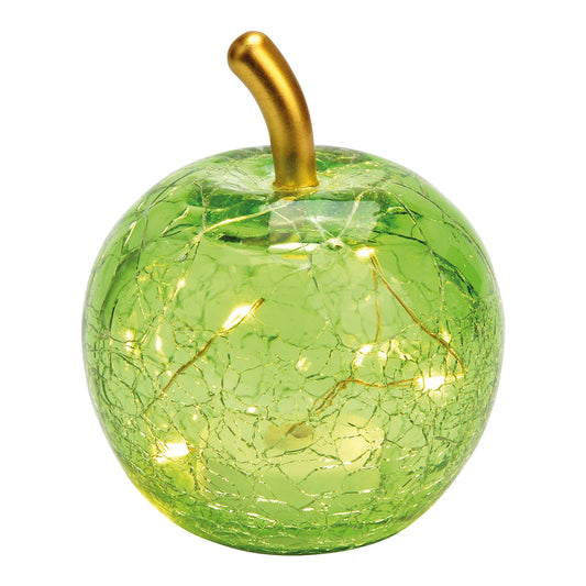 🍏 Wurm – Mela Decorativa in Vetro Verde Chiaro con 5 LED e Timer