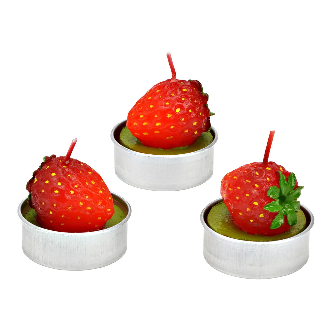 🍓 Wurm Candelina alla Fragola – Set da 6 – Rosso – 4x4x4 cm