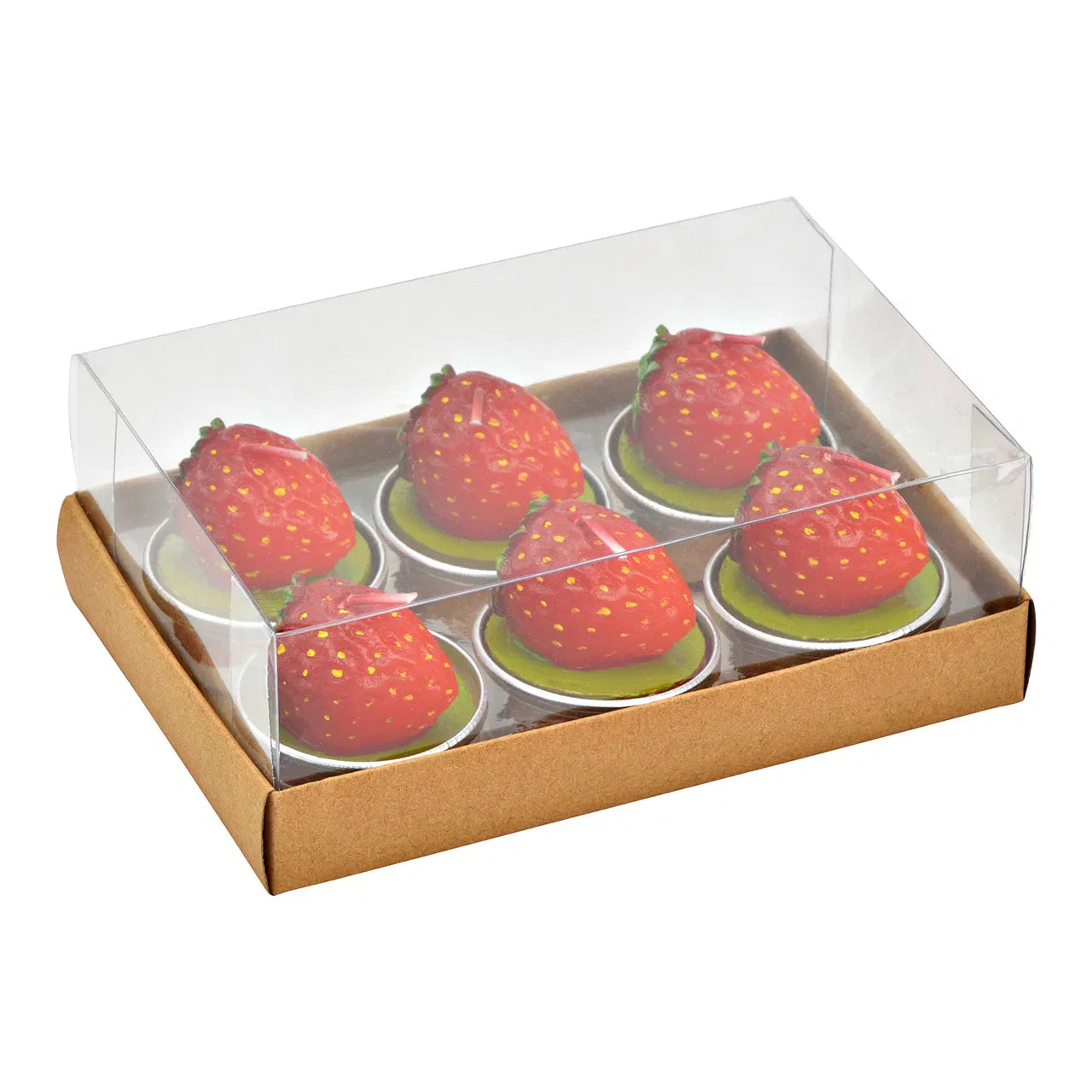 🍓 Wurm Candelina alla Fragola – Set da 6 – Rosso – 4x4x4 cm
