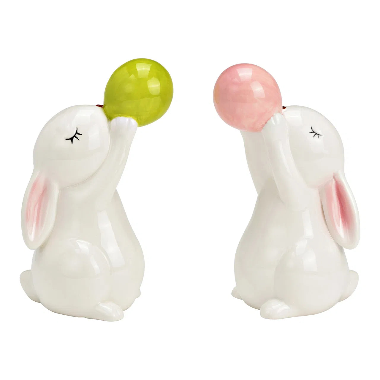 🐰 Coppia di Coniglietti con Palloncino in Porcellana