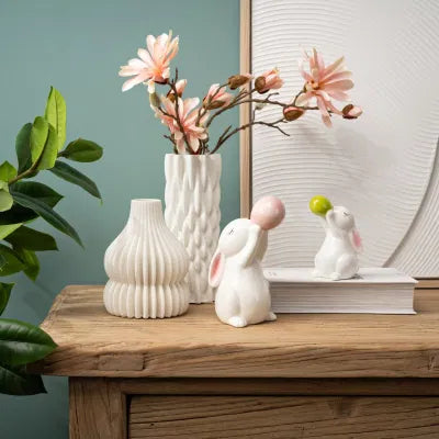 🐰 Coppia di Coniglietti con Palloncino in Porcellana