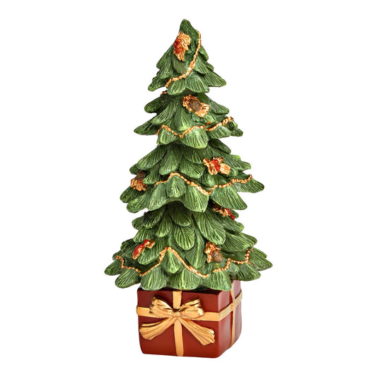 Wurm-Albero di Natale Decorativo con Base a Pacco Regalo in Resina (26 cm)