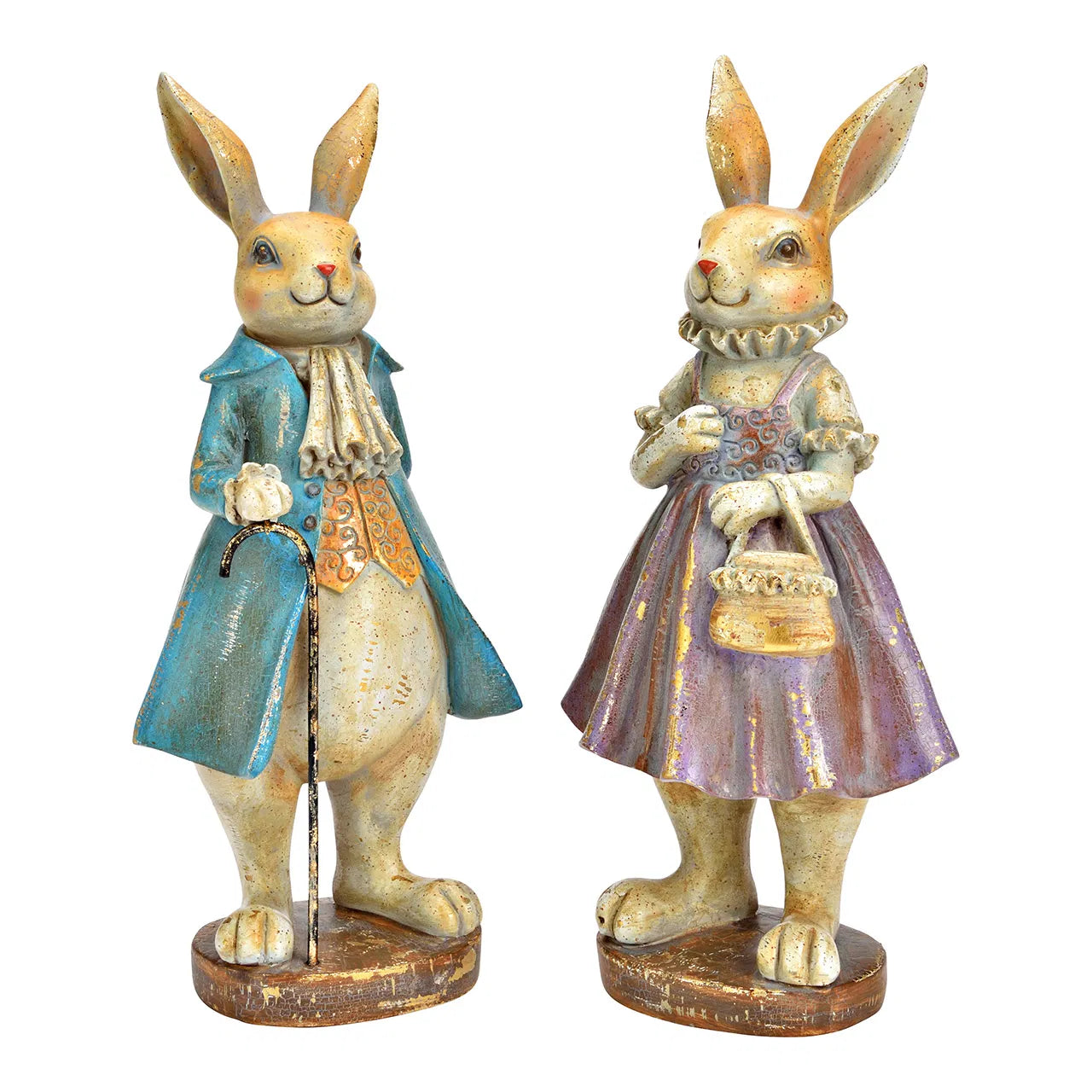 🐰 Wurm Coppia di Coniglietti Decorativi – Blu/Viola – 11x25x9 cm