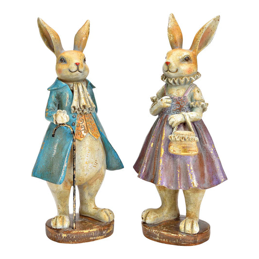 🐰 Wurm Coppia di Coniglietti Decorativi – Blu/Viola – 11x25x9 cm