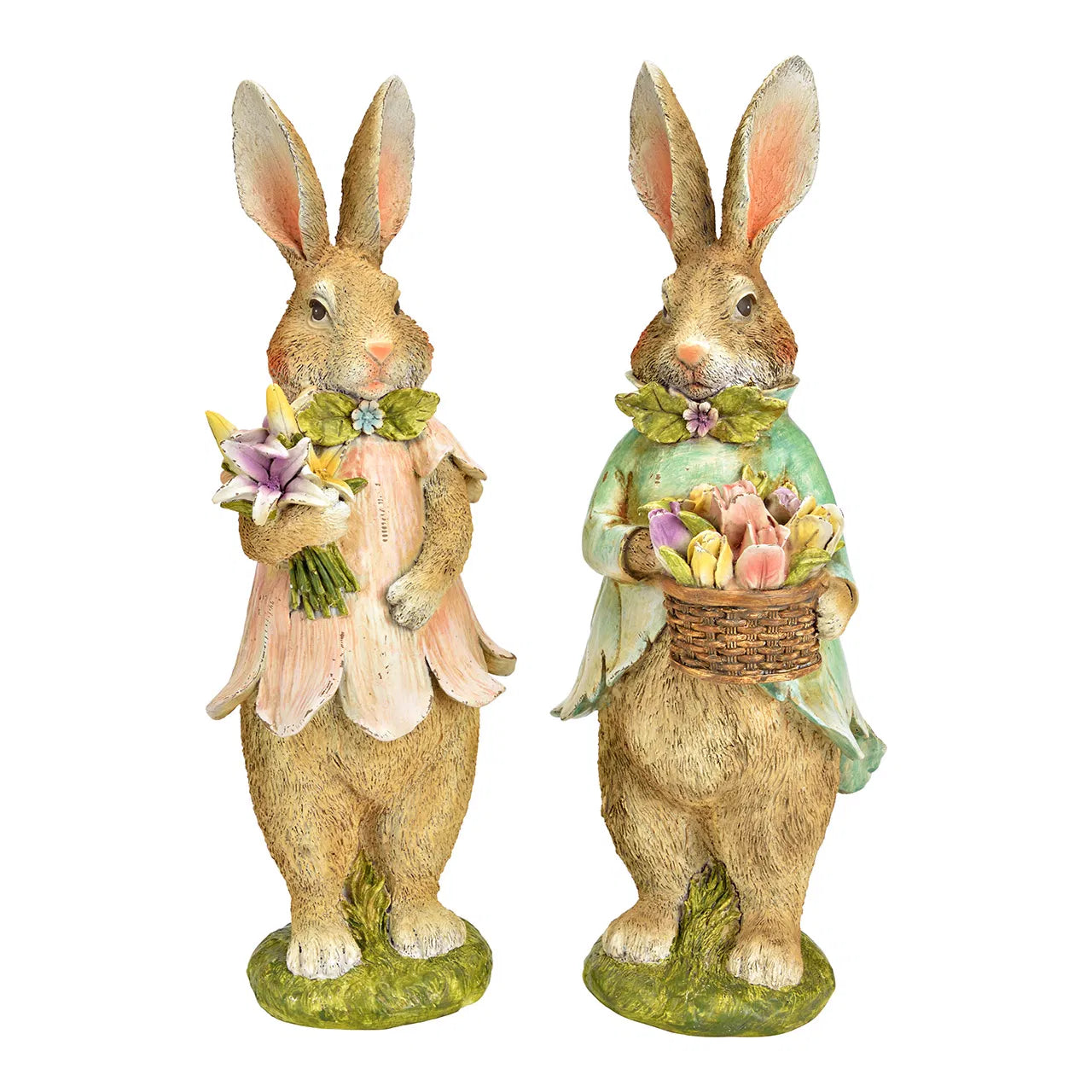 🐰 Wurm Coppia di Coniglietti con Fiori – Natura – 14x39x12 cm