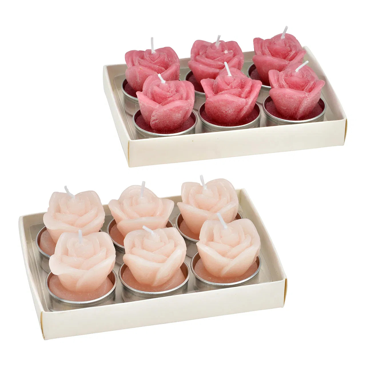 🌸 Wurm Set di Fiori di Cera per Tealight – Set da 6 – Rosa – 4x4x4 cm