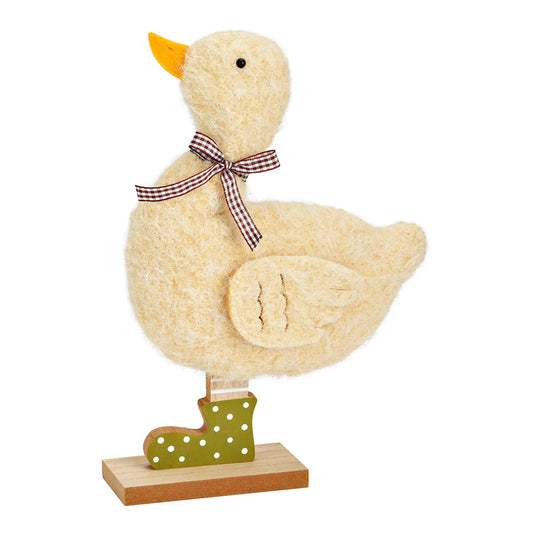 🦆 Wurm – Anatra Decorativa in Tessuto e Legno – Beige