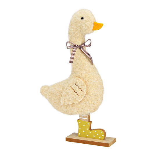 🦆 Wurm – Anatra Decorativa in Tessuto e Legno – Beige Grande