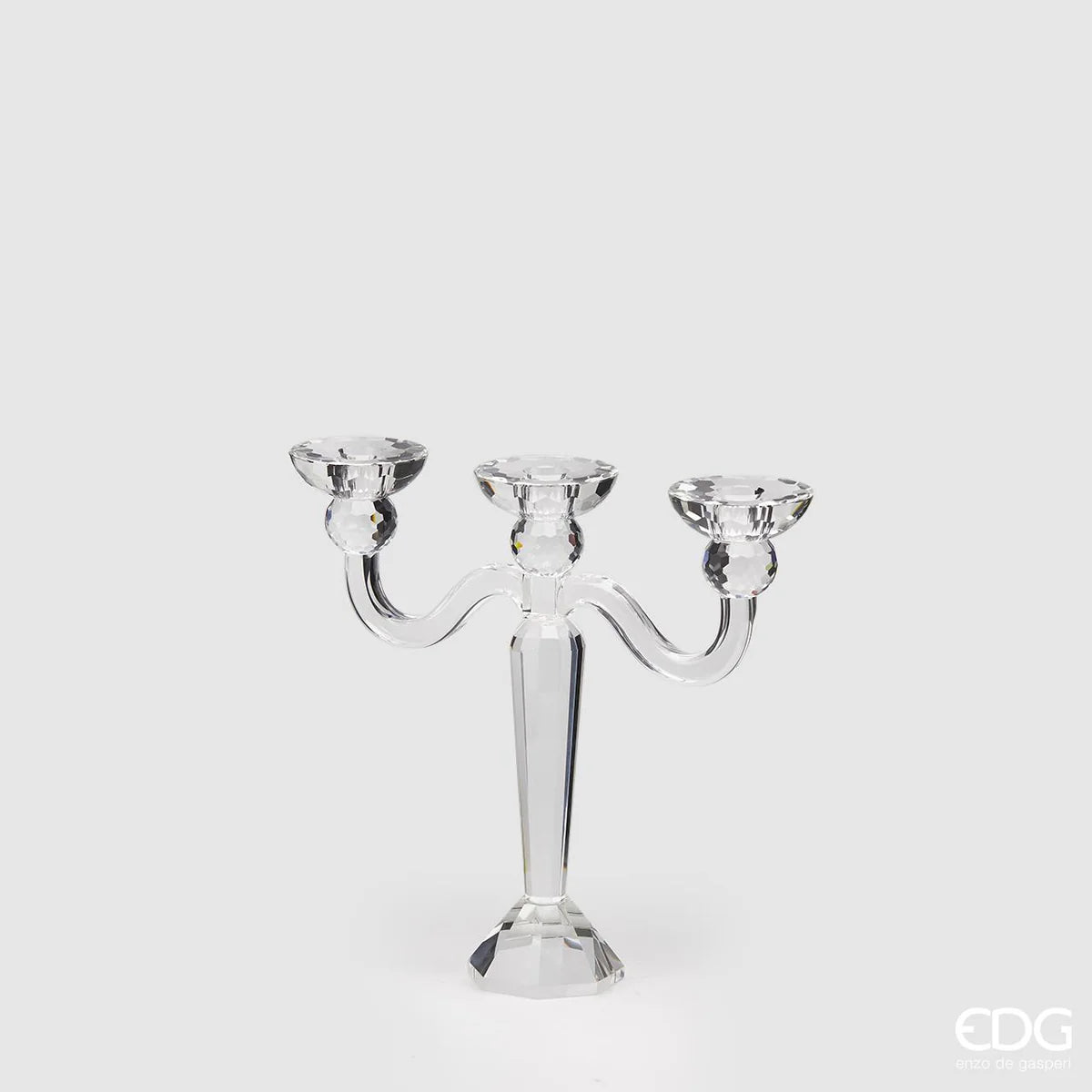 EDG Enzo De Gasperi Portacandele Crystal 3 Braccia H30 cm