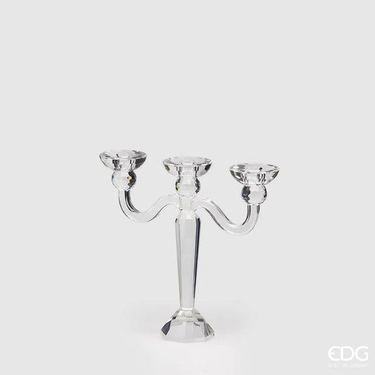 EDG Enzo De Gasperi Portacandele Crystal 3 Braccia H30 cm